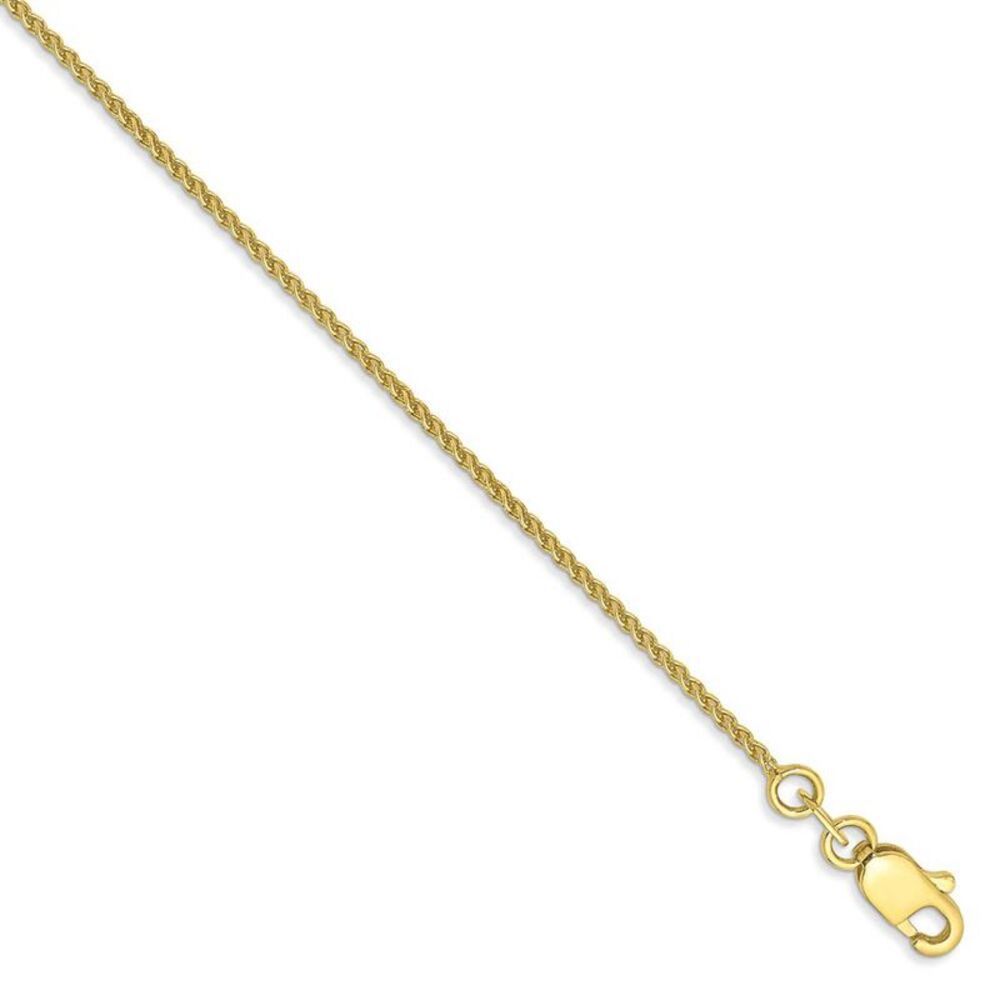 1mm, 10k Yellow Gold, Solid Spiga Chain Anklet, 9 Inch